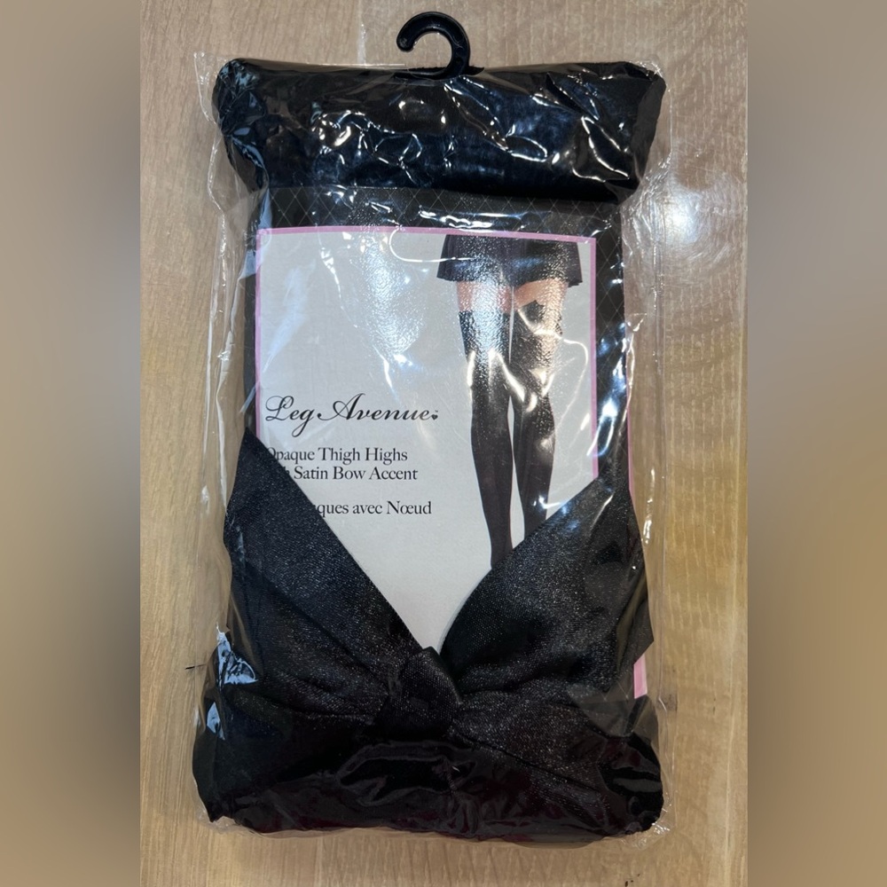 Leg Avenue Opac Thigh Highs‎ with Satin Bow Accent OS